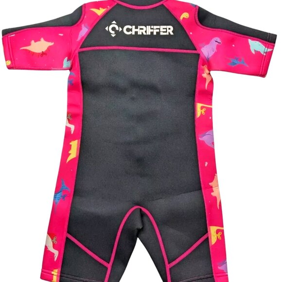 Chriffer Kid Wetsuit Shorty 2mm Neoprene Thermal Pink Black Swimwear - Picture 13 of 14
